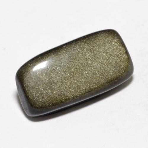 Ossidiana nero con riflessi dorati naturale da 9,48 ct, taglio a cuscino, opaco