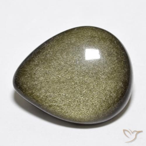 Ossidiana Nero con riflessi dorati naturale da 14.20 ct, Forma a pera, Opaco