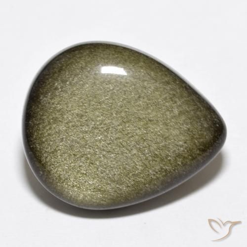 Ossidiana Nero con riflessi dorati naturale da 14.20 ct, Forma a pera, Opaco