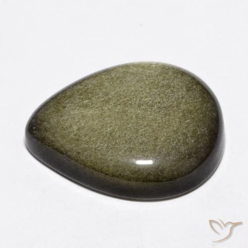 Ossidiana Nero con riflessi dorati naturale da 14.20 ct, Forma a pera, Opaco