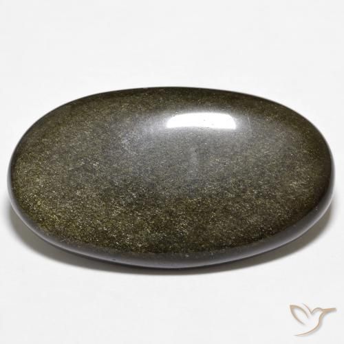 18.78ct Naturale Nero con riflessi dorati Ossidiana, Ovale, Opaco