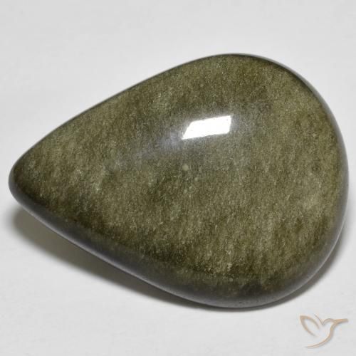 21.44ct Naturale Nero con riflessi dorati Ossidiana, Forma a pera, Opaco