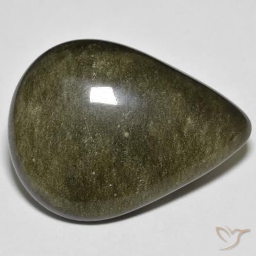 Ossidiana Nero con riflessi dorati naturale da 21.44 ct, Forma a pera, Opaco
