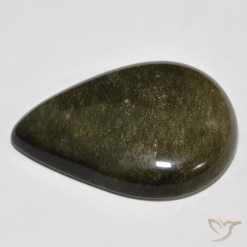 Ossidiana Nero con riflessi dorati naturale da 21.44 ct, Forma a pera, Opaco
