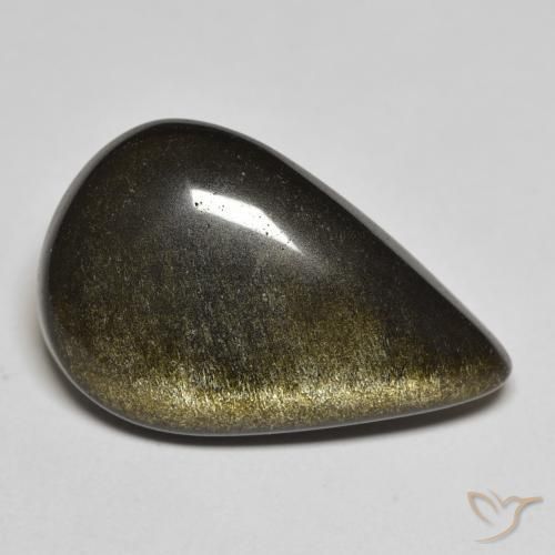 11.01ct Naturale Nero con riflessi dorati Ossidiana, Forma a pera, Opaco