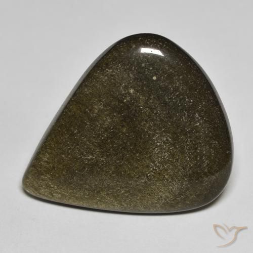 Ossidiana Nero con riflessi dorati naturale da 17.61 ct, Forma a pera, Opaco
