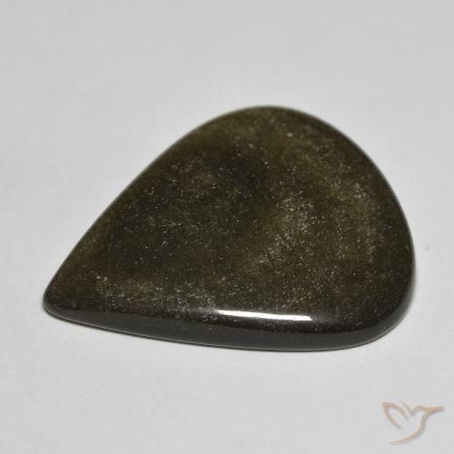 Ossidiana Nero con riflessi dorati naturale da 17.61 ct, Forma a pera, Opaco