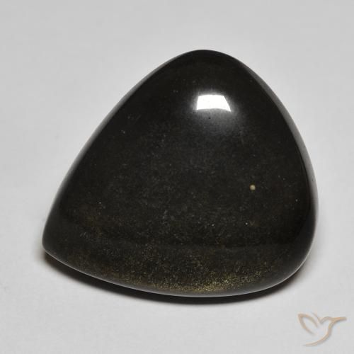 Ossidiana Nero con riflessi dorati naturale da 20.17 ct, Forma a pera, Opaco