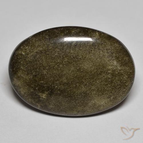 17.44ct Naturale Nero con riflessi dorati Ossidiana, Ovale, Opaco