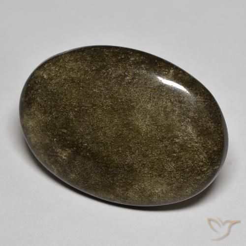 Ossidiana Nero con riflessi dorati naturale da 17.44 ct, Ovale, Opaco