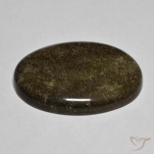 Ossidiana Nero con riflessi dorati naturale da 17.44 ct, Ovale, Opaco