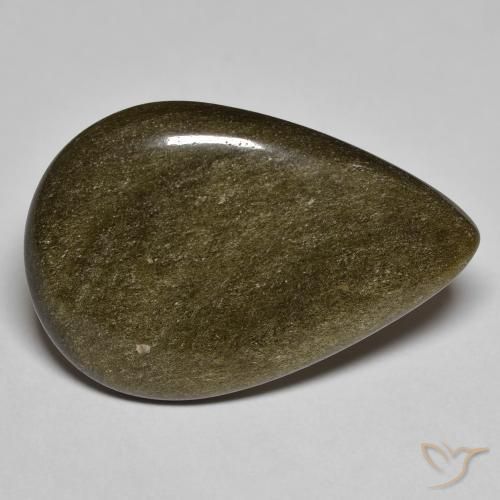 13.36ct Naturale Nero con riflessi dorati Ossidiana, Forma a pera, Opaco