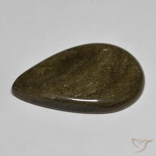 Ossidiana Nero con riflessi dorati naturale da 13.36 ct, Forma a pera, Opaco