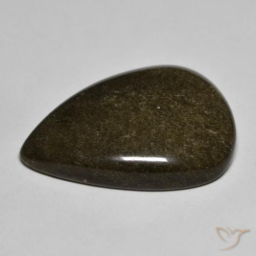 Ossidiana Nero con riflessi dorati naturale da 20.02 ct, Forma a pera, Opaco