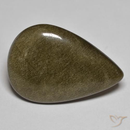 15.24ct Naturale Nero con riflessi dorati Ossidiana, Forma a pera, Opaco