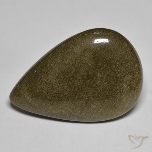Ossidiana Nero con riflessi dorati naturale da 15.24 ct, Forma a pera, Opaco