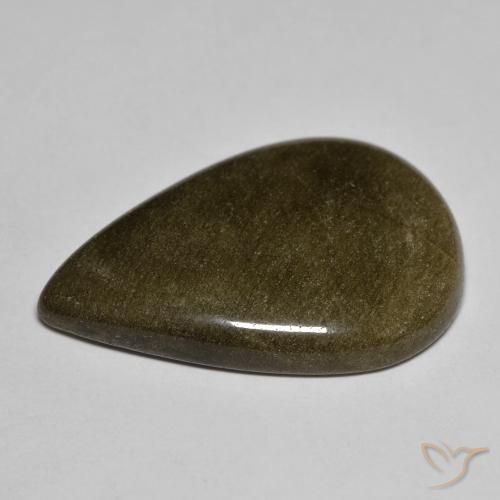 Ossidiana Nero con riflessi dorati naturale da 15.24 ct, Forma a pera, Opaco