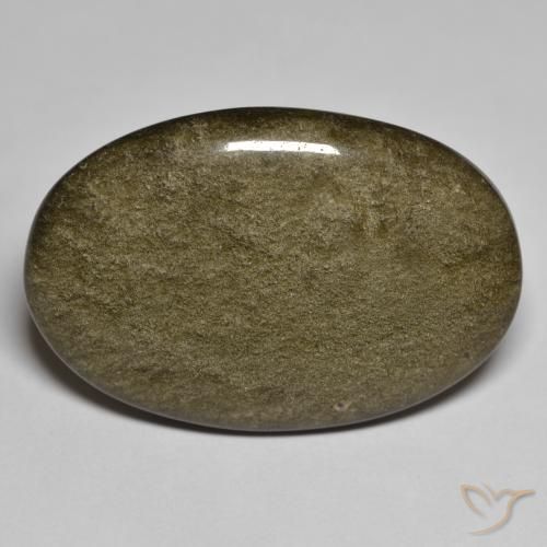 30.83ct Naturale Nero con riflessi dorati Ossidiana, Ovale, Opaco