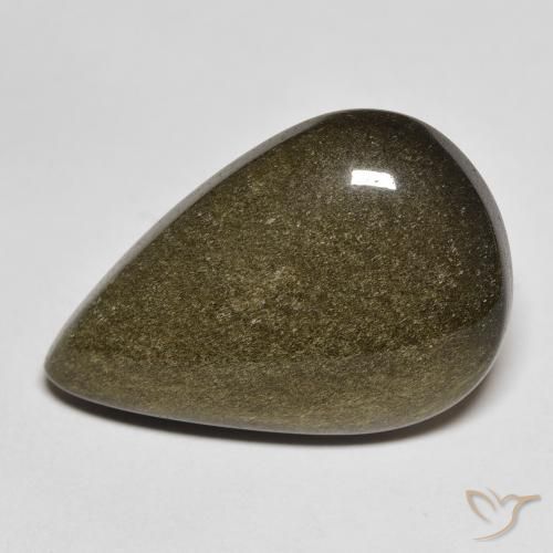 14.32ct Naturale Nero con riflessi dorati Ossidiana, Forma a pera, Opaco