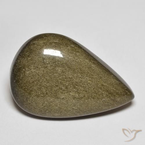 Ossidiana Nero con riflessi dorati naturale da 14.32 ct, Forma a pera, Opaco