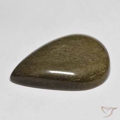 Ossidiana Nero con riflessi dorati naturale da 14.32 ct, Forma a pera, Opaco