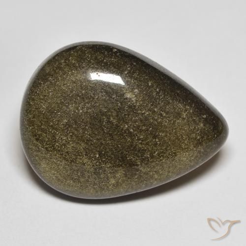 Ossidiana Nero con riflessi dorati naturale da 17.02 ct, Forma a pera, Opaco