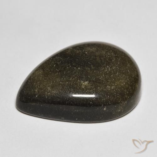 Ossidiana Nero con riflessi dorati naturale da 17.02 ct, Forma a pera, Opaco