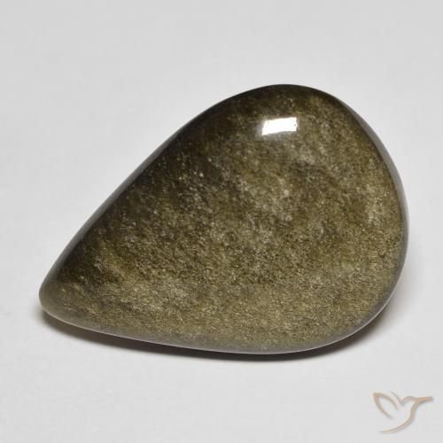 13.21ct Naturale Nero con riflessi dorati Ossidiana, Forma a pera, Opaco