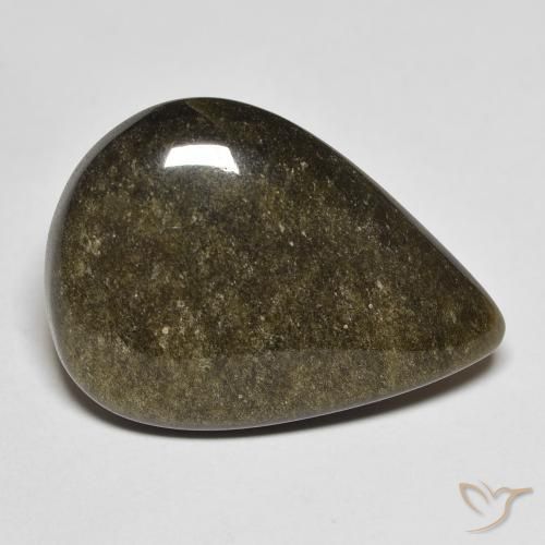 Ossidiana Nero con riflessi dorati naturale da 13.21 ct, Forma a pera, Opaco