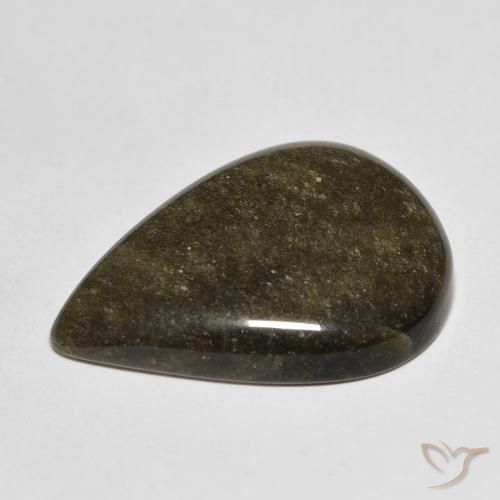 Ossidiana Nero con riflessi dorati naturale da 13.21 ct, Forma a pera, Opaco