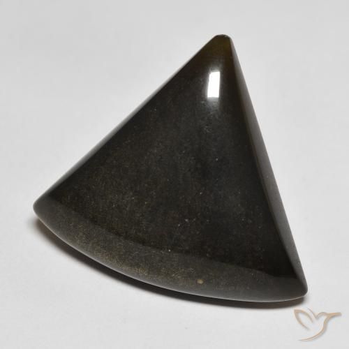 Ossidiana Nero con riflessi dorati naturale da 17.64 ct, Taglio trillion, Opaco