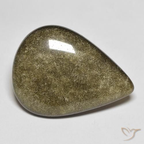 Ossidiana Nero con riflessi dorati naturale da 9.59 ct, Forma a pera, Opaco