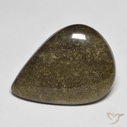 Ossidiana Nero con riflessi dorati naturale da 9.59 ct, Forma a pera, Opaco