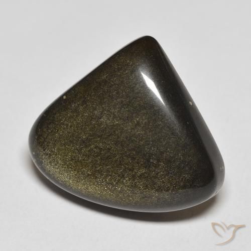 Ossidiana Nero con riflessi dorati naturale da 18.52 ct, Forma a pera, Opaco