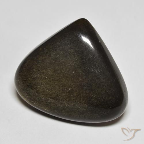 Ossidiana Nero con riflessi dorati naturale da 19.38 ct, Forma a pera, Opaco