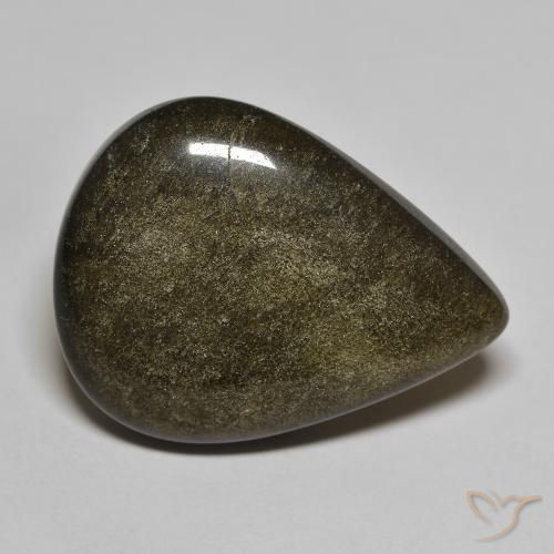 21.20ct Naturale Nero con riflessi dorati Ossidiana, Forma a pera, Opaco