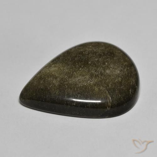 Ossidiana Nero con riflessi dorati naturale da 21.20 ct, Forma a pera, Opaco