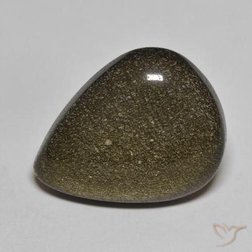 Ossidiana Nero con riflessi dorati naturale da 17.46 ct, Forma a pera, Opaco