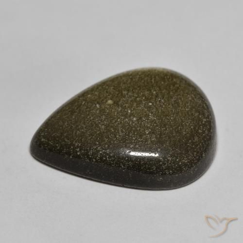 Ossidiana Nero con riflessi dorati naturale da 17.46 ct, Forma a pera, Opaco