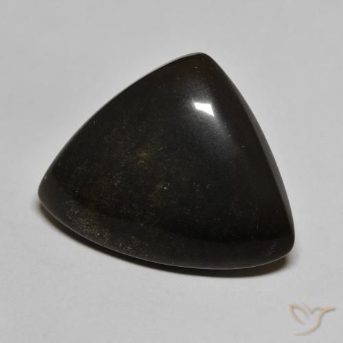 Ossidiana Nero con riflessi dorati naturale da 18.17 ct, Taglio trillion, Opaco