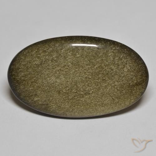 Ossidiana Nero con riflessi dorati naturale da 28.51 ct, Taglio ovale, Opaco
