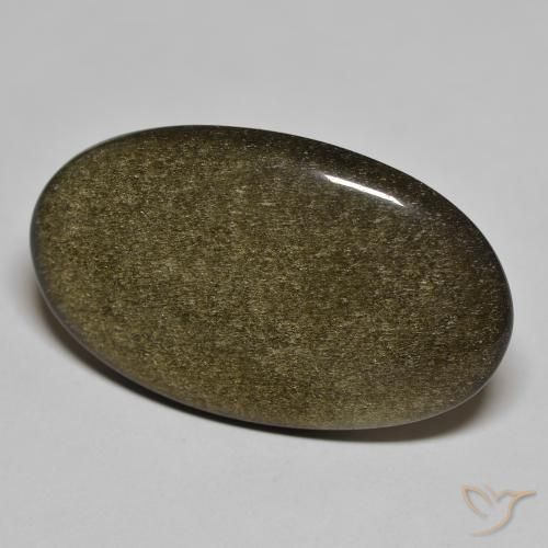 Ossidiana Nero con riflessi dorati naturale da 28.51 ct, Taglio ovale, Opaco