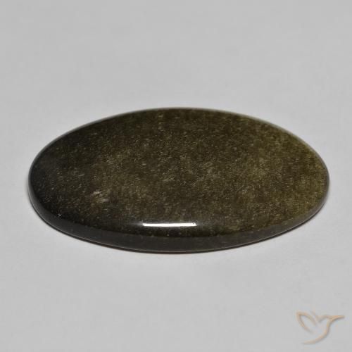 Ossidiana Nero con riflessi dorati naturale da 28.51 ct, Taglio ovale, Opaco
