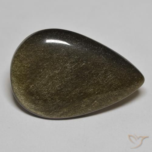16.87ct Naturale Nero con riflessi dorati Ossidiana, Forma a pera, Opaco