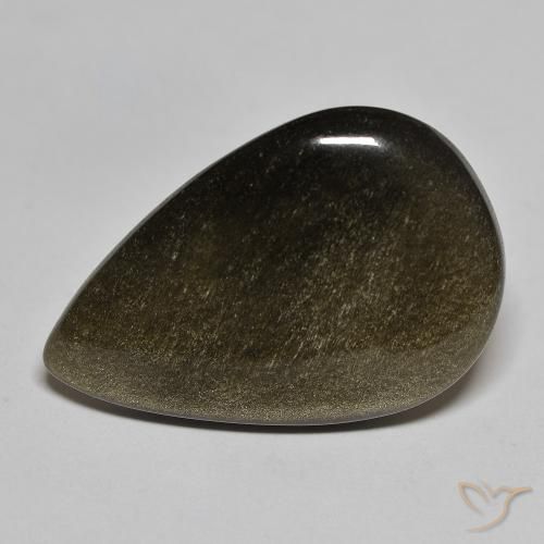 Ossidiana Nero con riflessi dorati naturale da 16.87 ct, Forma a pera, Opaco
