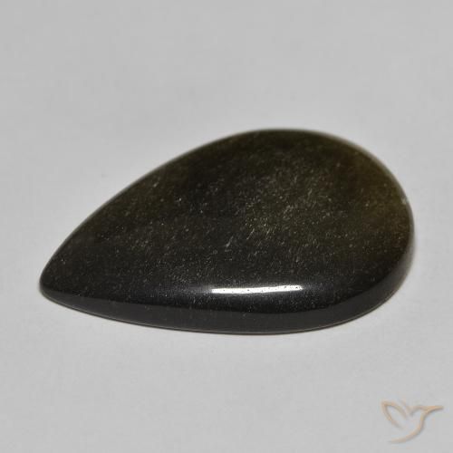 Ossidiana Nero con riflessi dorati naturale da 16.87 ct, Forma a pera, Opaco