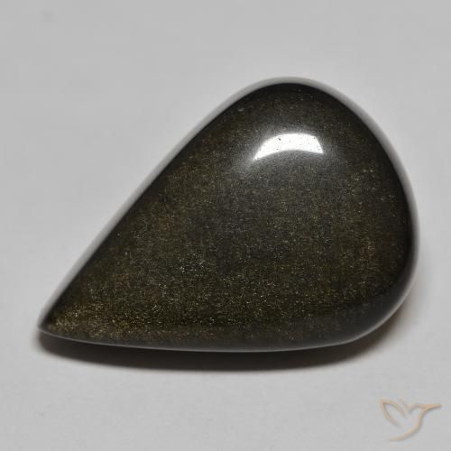 29.24ct Naturale Nero con riflessi dorati Ossidiana, Forma a pera, Opaco