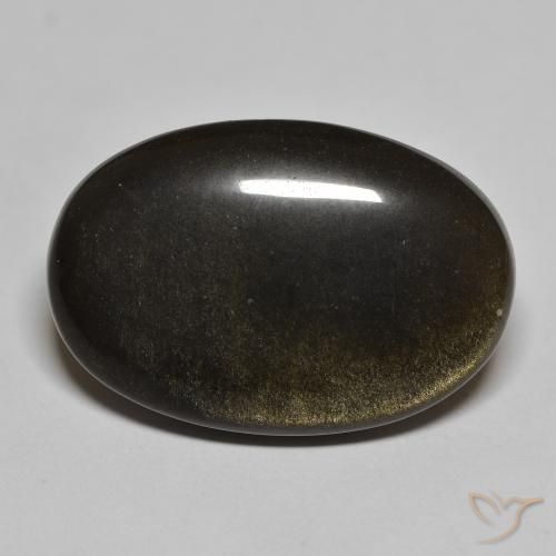 22.99ct Naturale Nero con riflessi dorati Ossidiana, Ovale, Opaco