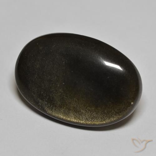 Ossidiana Nero con riflessi dorati naturale da 22.99 ct, Ovale, Opaco