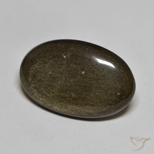 Ossidiana Nero con riflessi dorati naturale da 13.63 ct, Ovale, Opaco